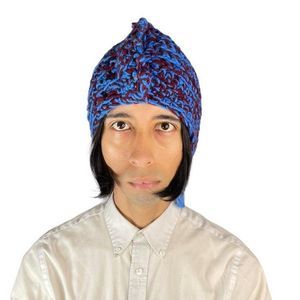 Crochet Hat Handmade beanie Fiber Art men women long hair accessory ponytail